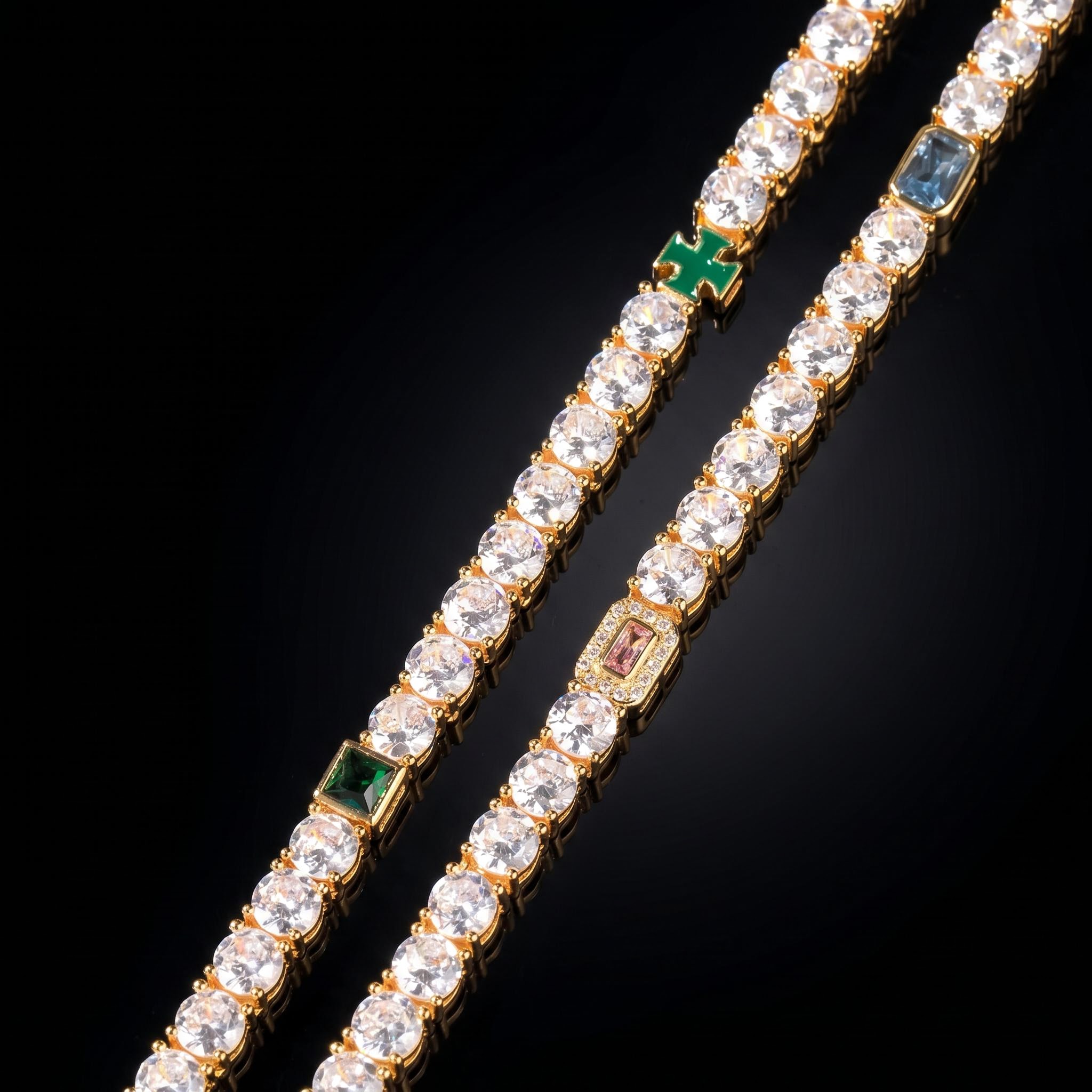 Iced 5mm Multi-color Diamonds Tennis Chain
