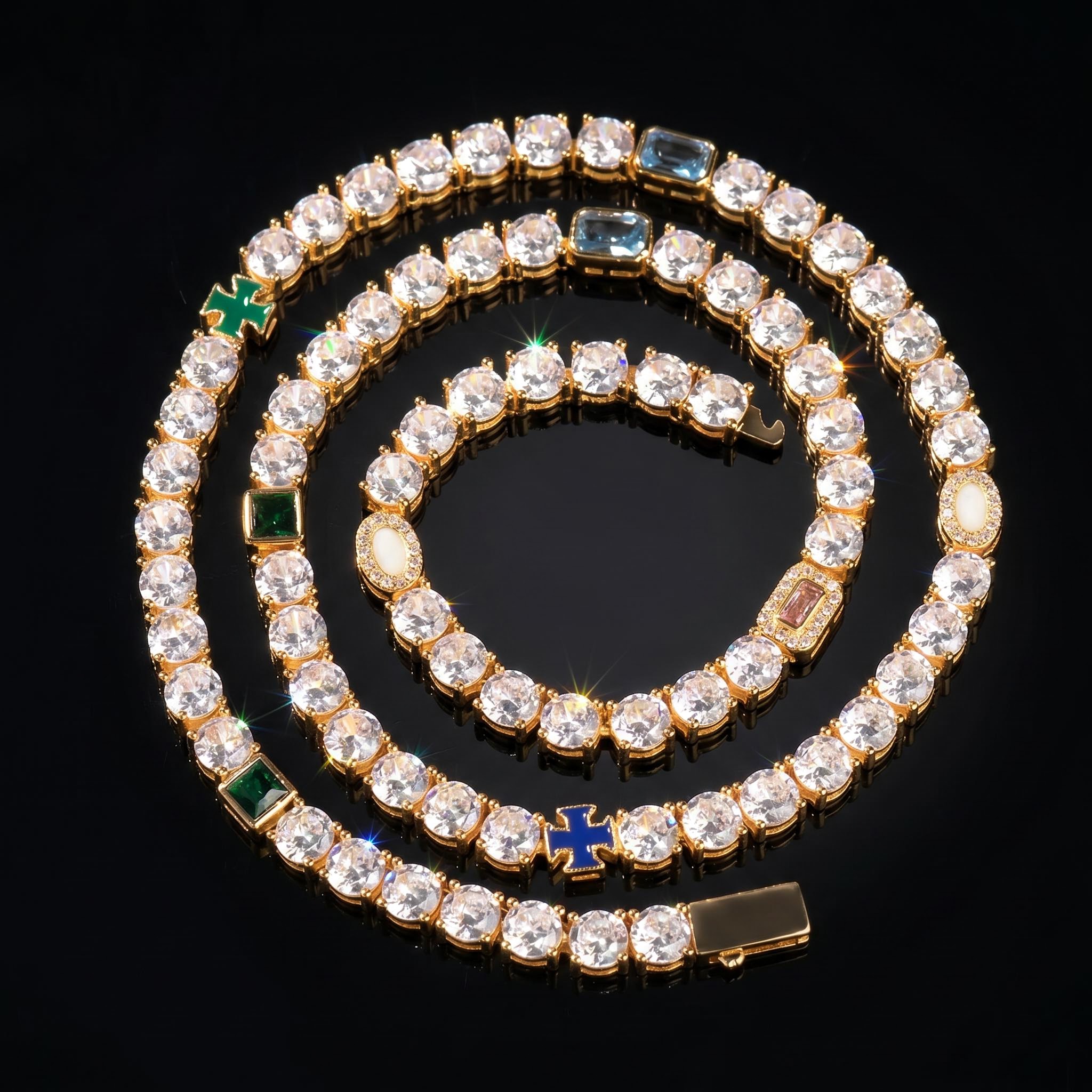 Iced 5mm Multi-color Diamonds Tennis Chain