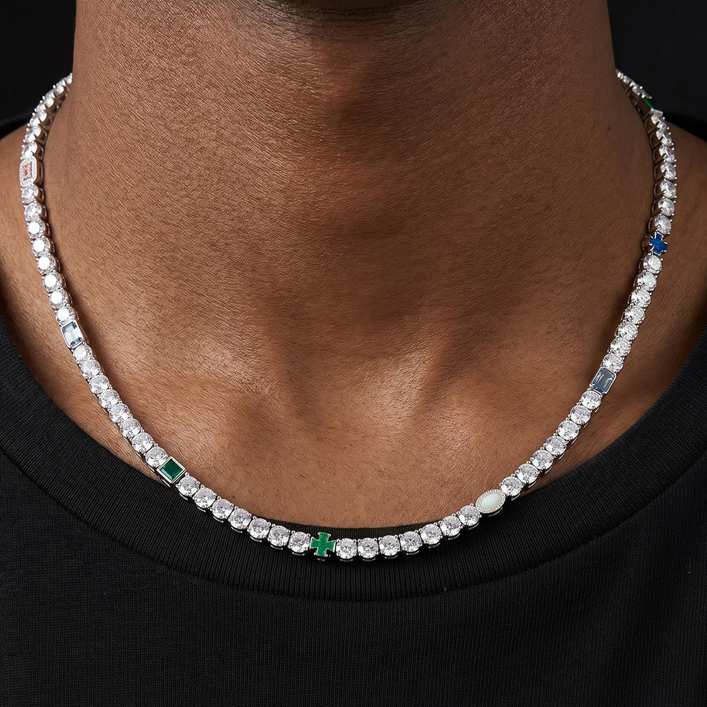 Iced 5mm Multi-color Diamonds Tennis Chain