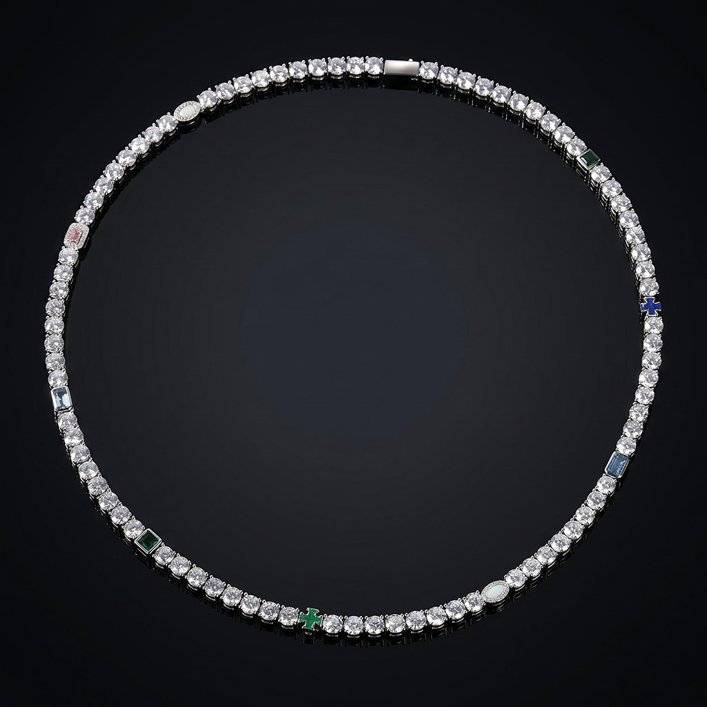 Iced 5mm Multi-color Diamonds Tennis Chain