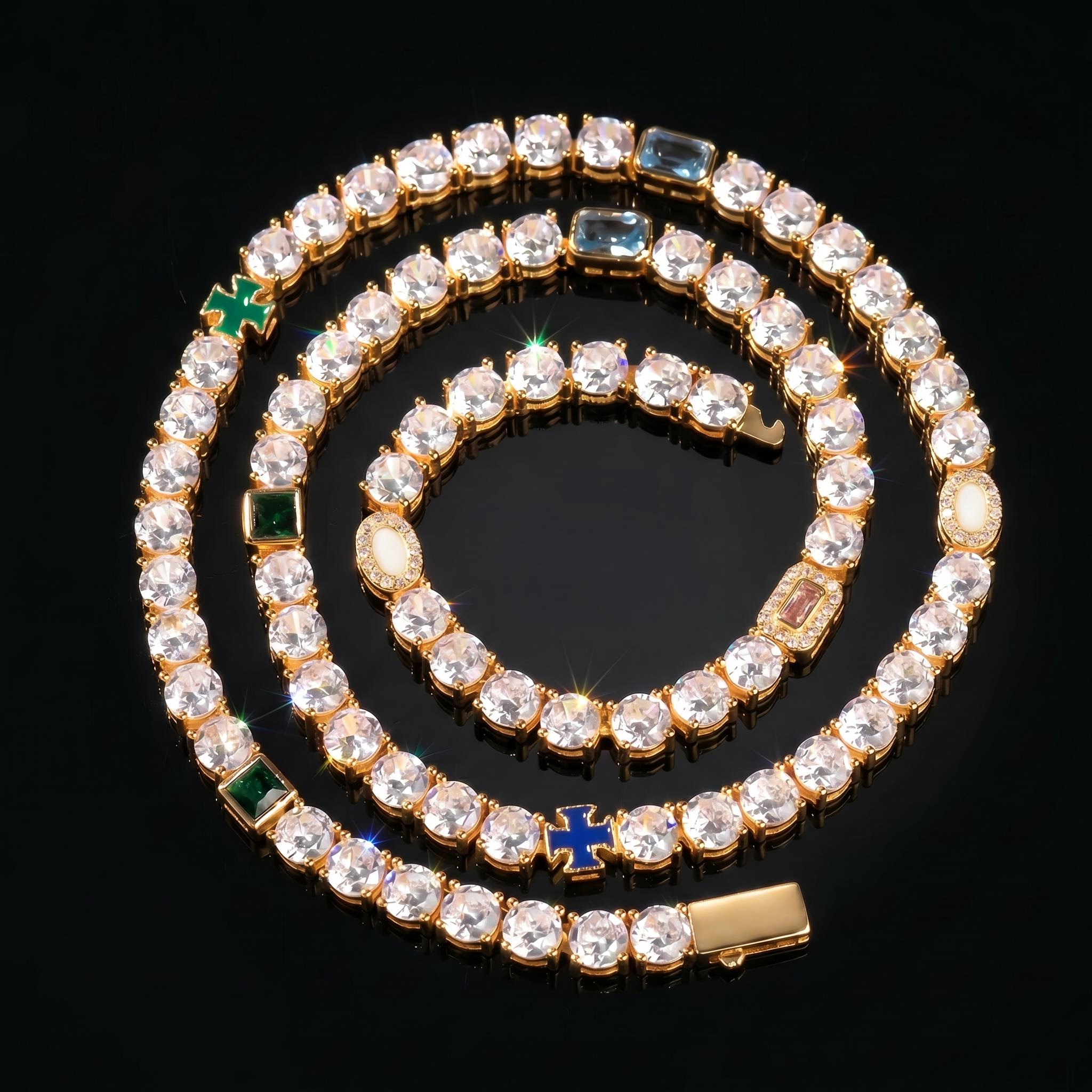 Iced 5mm Multi-color Diamonds Tennis Chain Iced 5mm Multi-color Diamonds Tennis Chain