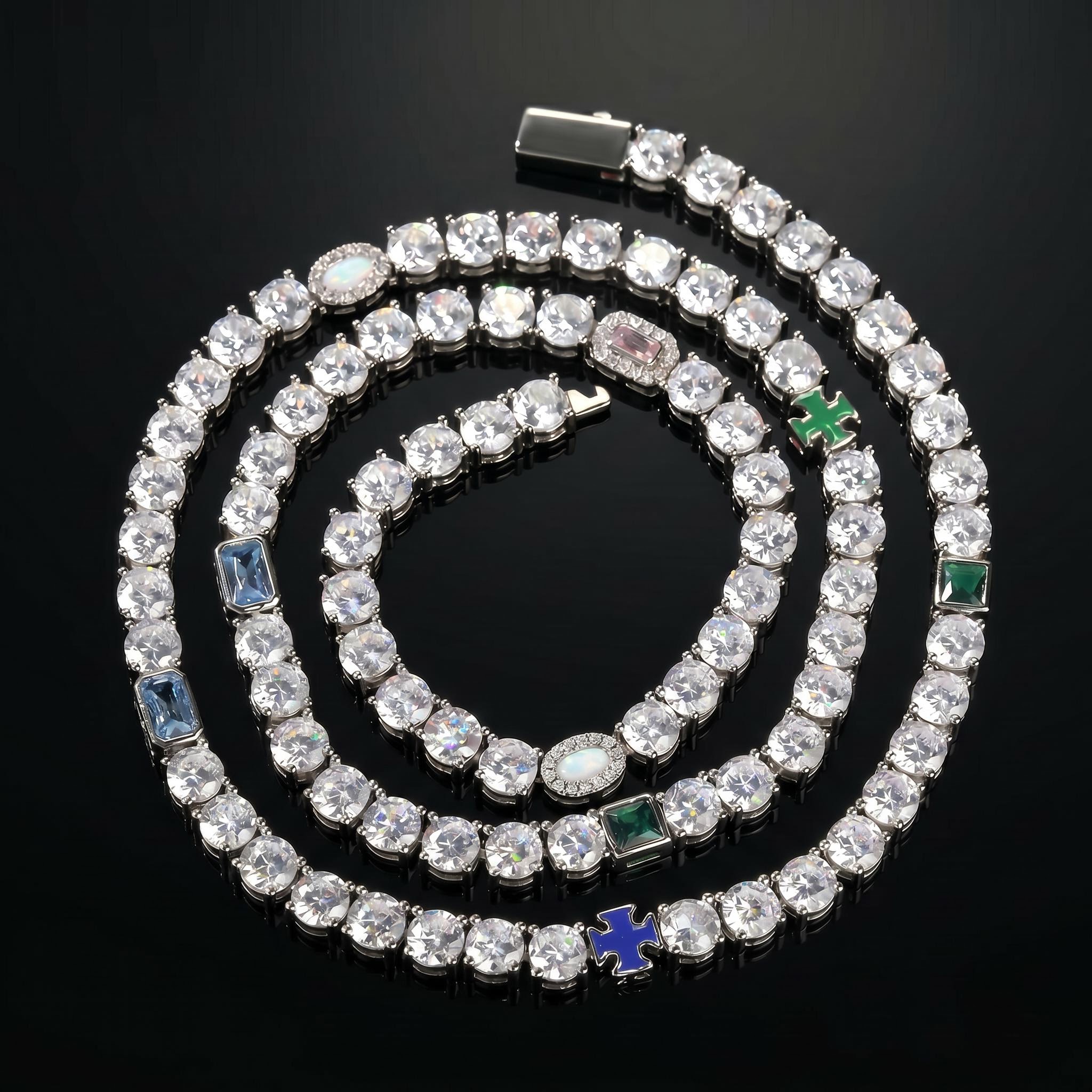 Iced 5mm Multi-color Diamonds Tennis Chain Iced 5mm Multi-color Diamonds Tennis Chain