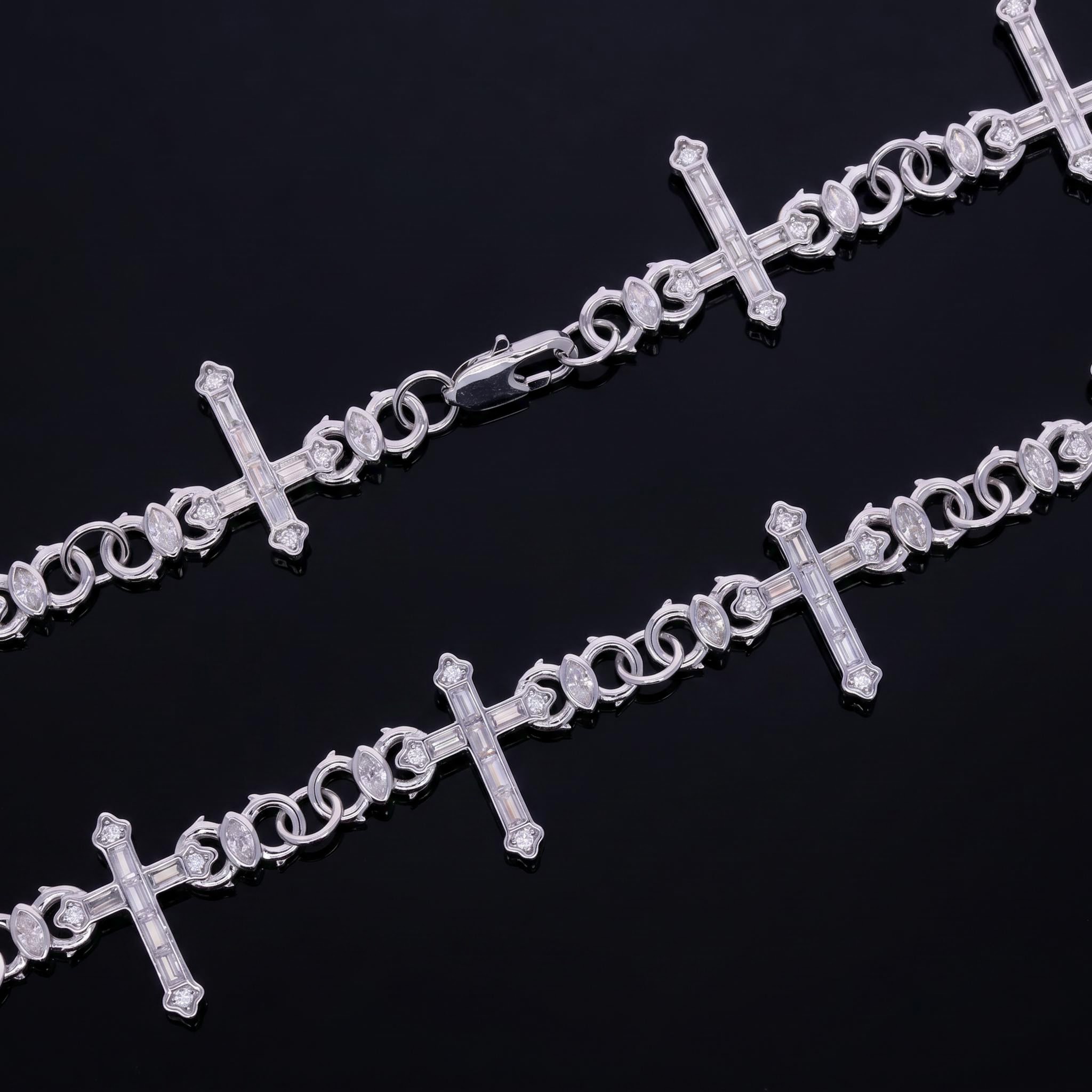 Iced-Out Baguette & Marquise Cut Thorn Cross Chain