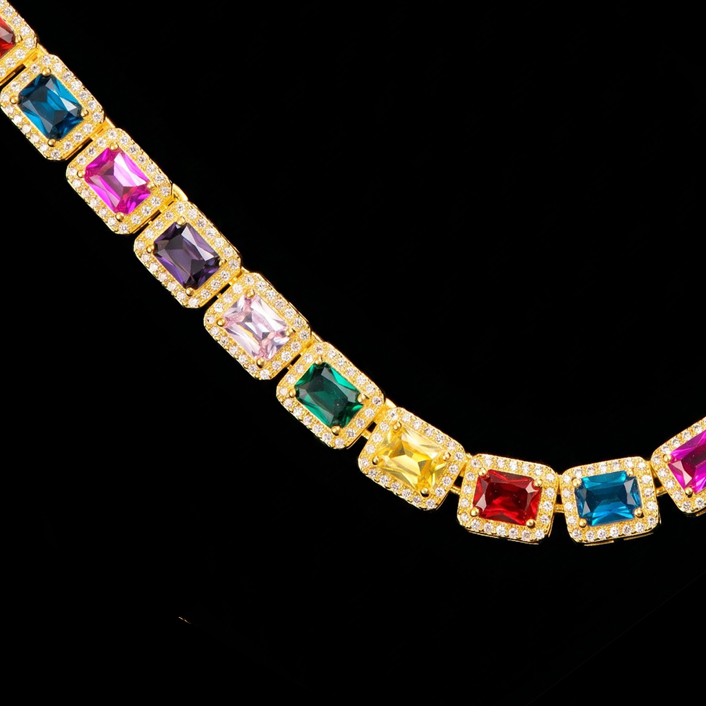 Iced Out 10mm Multi-color Rainbow Tennis Chain