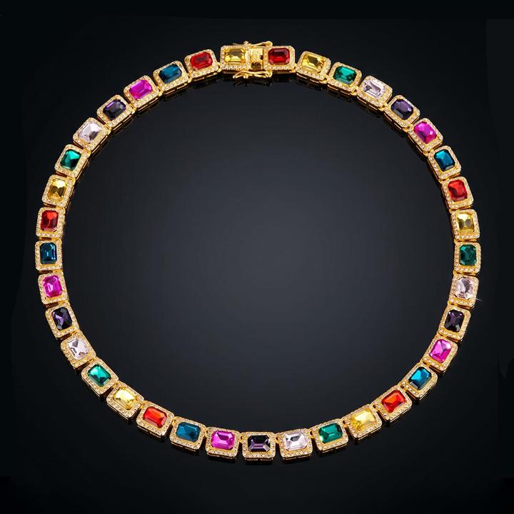 Iced Out 10mm Multi-color Rainbow Tennis Chain