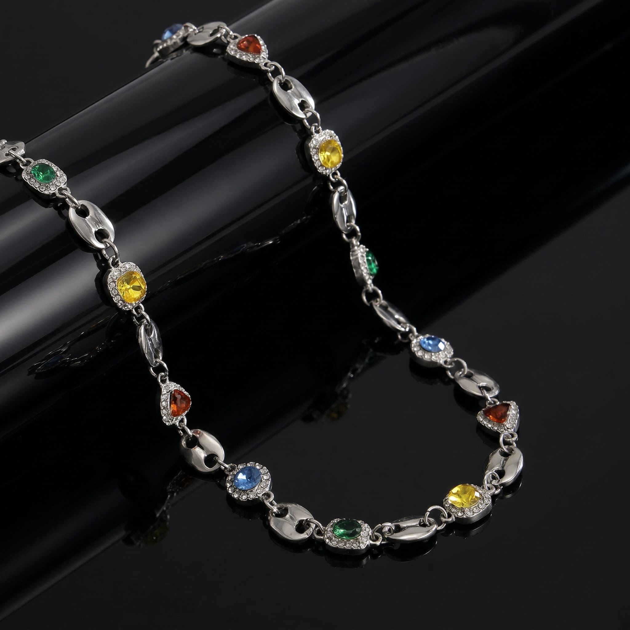 Iced Out 10mm Multi-color Gemstone Chain