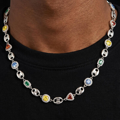 Iced Out 10mm Multi-color Gemstone Chain