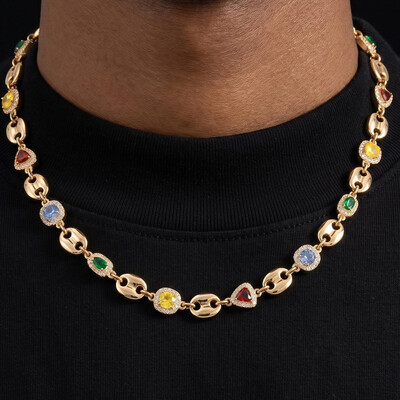 Iced Out 10mm Multi-color Gemstone Chain