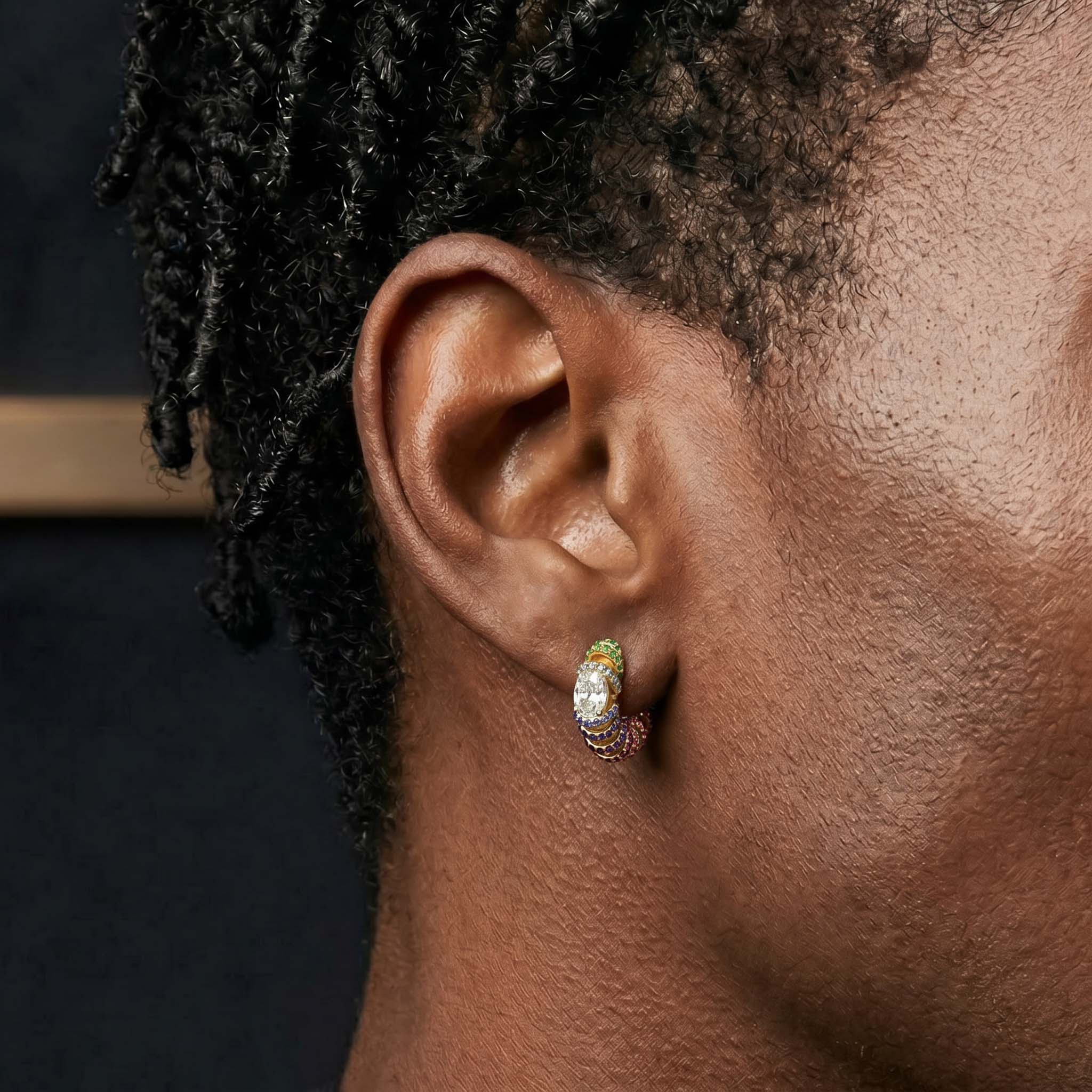 Iced Out Multi-color Rainbow Hoop Earrings Iced Out Multi-color Rainbow Hoop Earrings