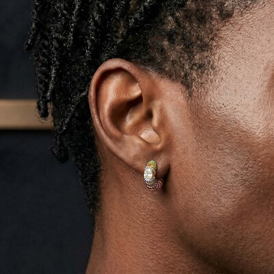 Iced Out Multi-color Rainbow Hoop Earrings