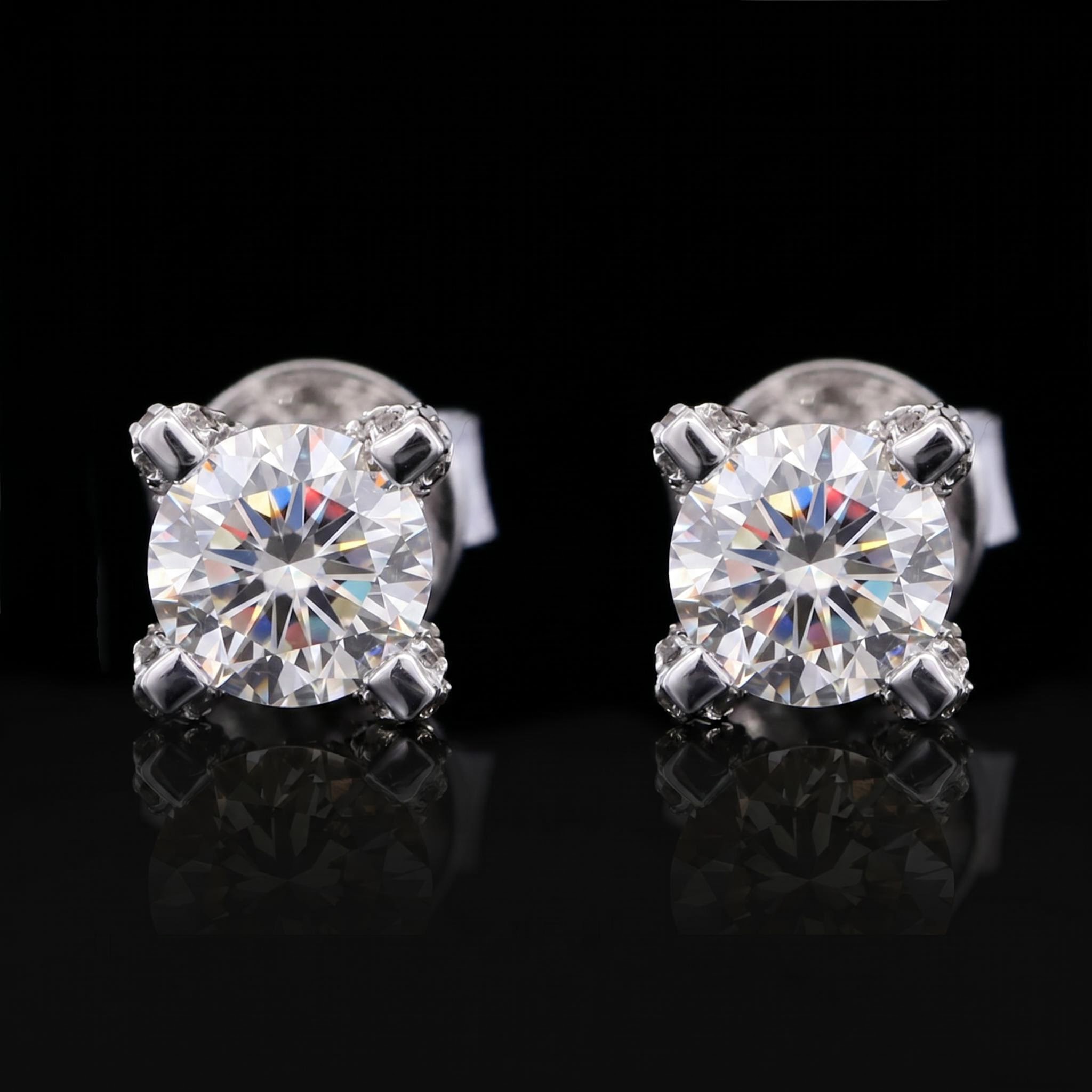 Iced Out Martini Setting Round Cut Full Paved Earrings