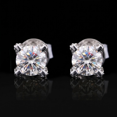 Iced Out Martini Setting Round Cut Full Paved Earrings