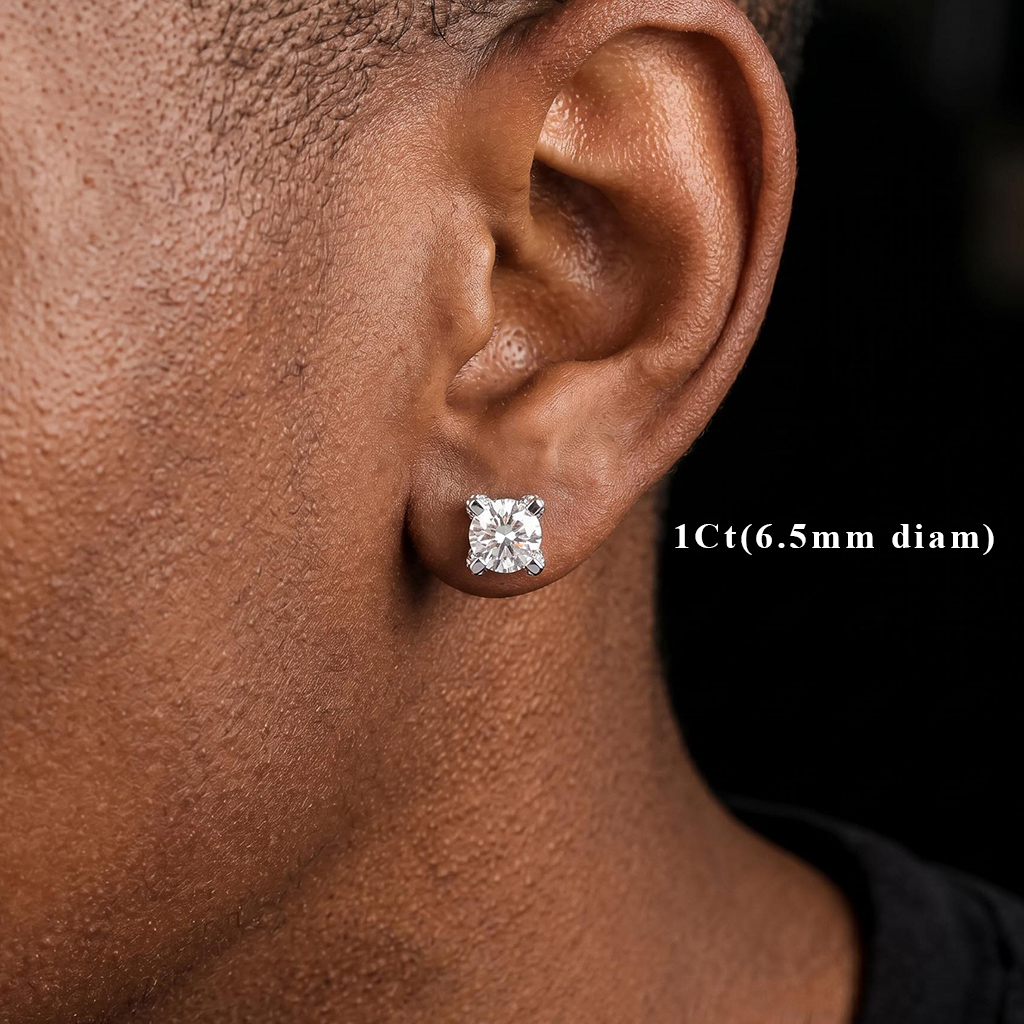Iced Out Martini Setting Round Cut Full Paved Earrings