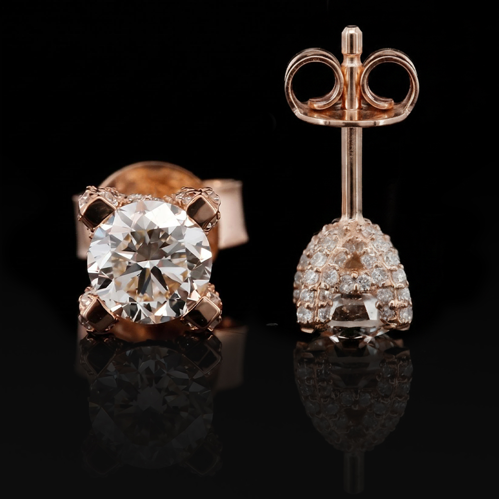 Iced Out Martini Setting Round Cut Full Paved Earrings