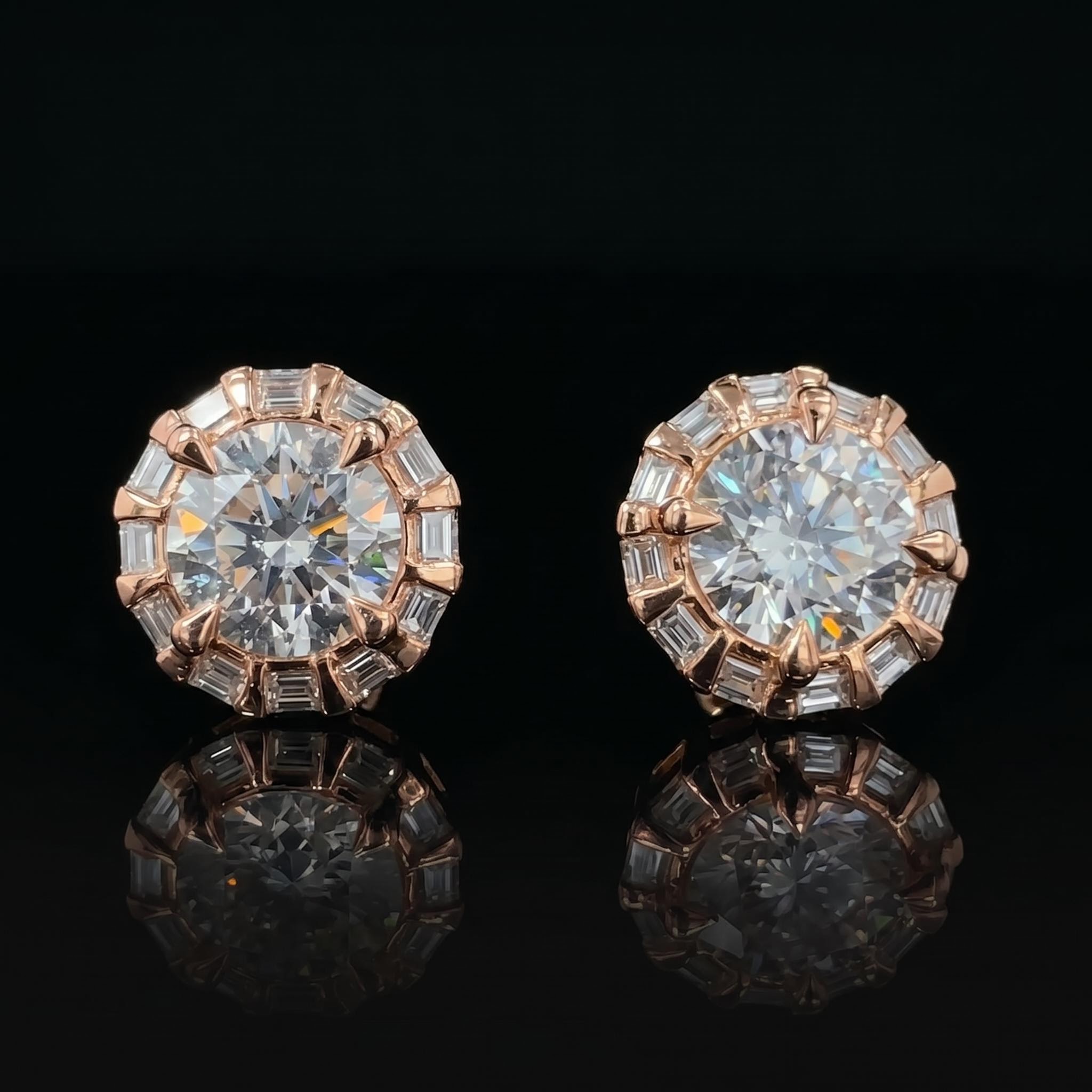 Iced Out Round&Baguette Cut  Earrings