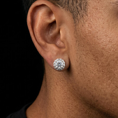 Iced Out Round&Baguette Cut  Earrings