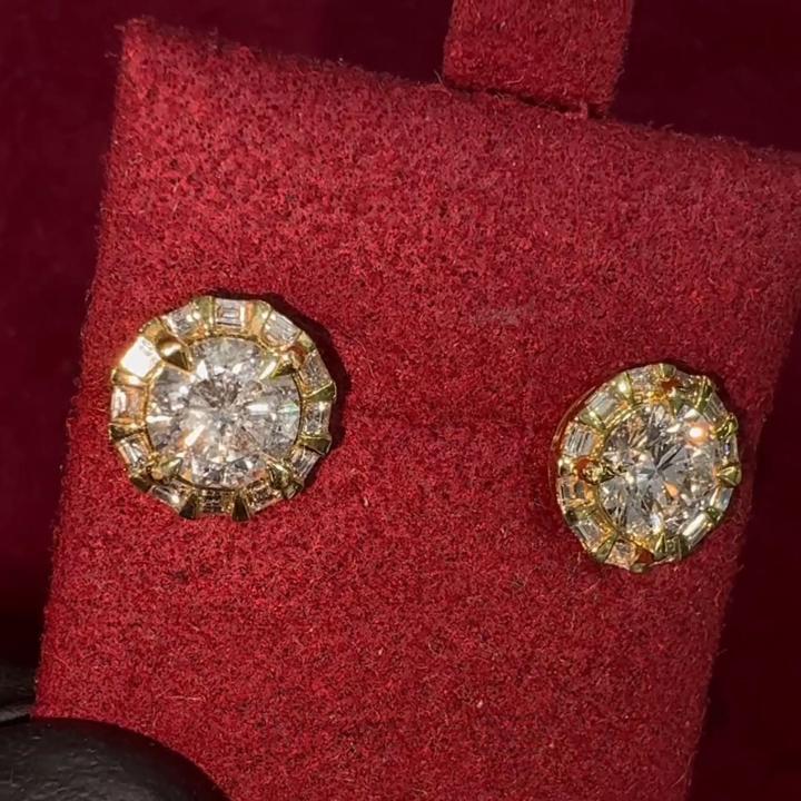 Iced Out Round&Baguette Cut Earrings Iced Out Round&Baguette Cut Earrings