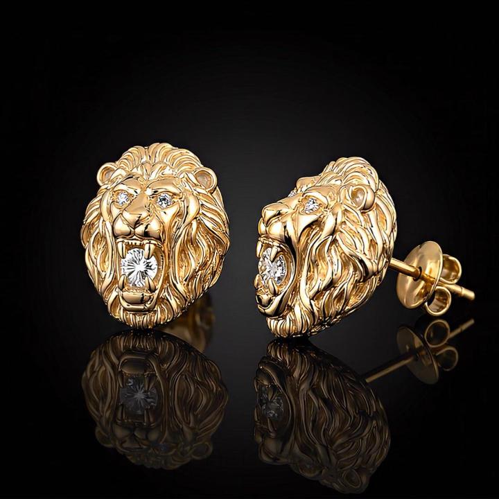 Iced Roaring Lion Stud Earrings Iced Roaring Lion Stud Earrings