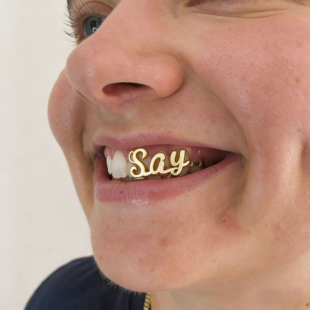Pre-made Cursive "Say" Grillz