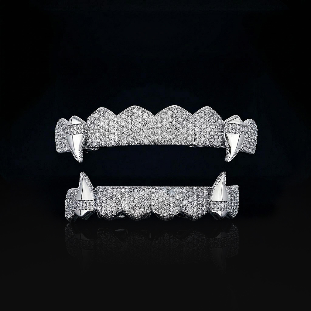 Iced Out Vampire Fangs Grillz Set