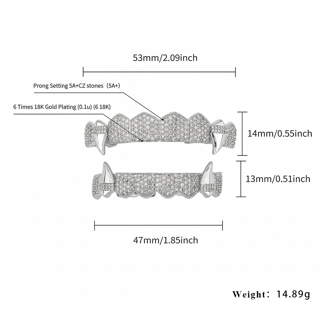 Iced Out Vampire Fangs Grillz Set