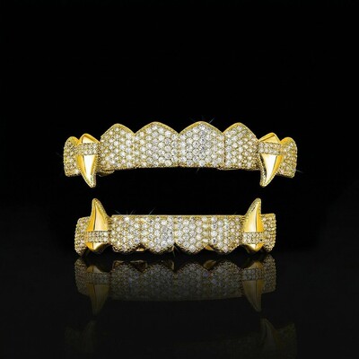 Iced Out Vampire Fangs Grillz Set