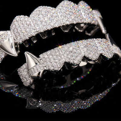 Iced Out Vampire Fangs Grillz Set Iced Out Vampire Fangs Grillz Set