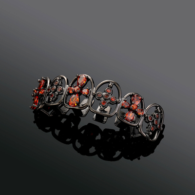 Iced Out Red Cross Grillz in Black Gold