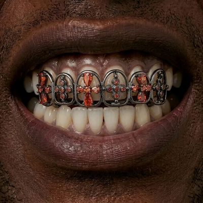 Iced Out Red Cross Grillz in Black Gold
