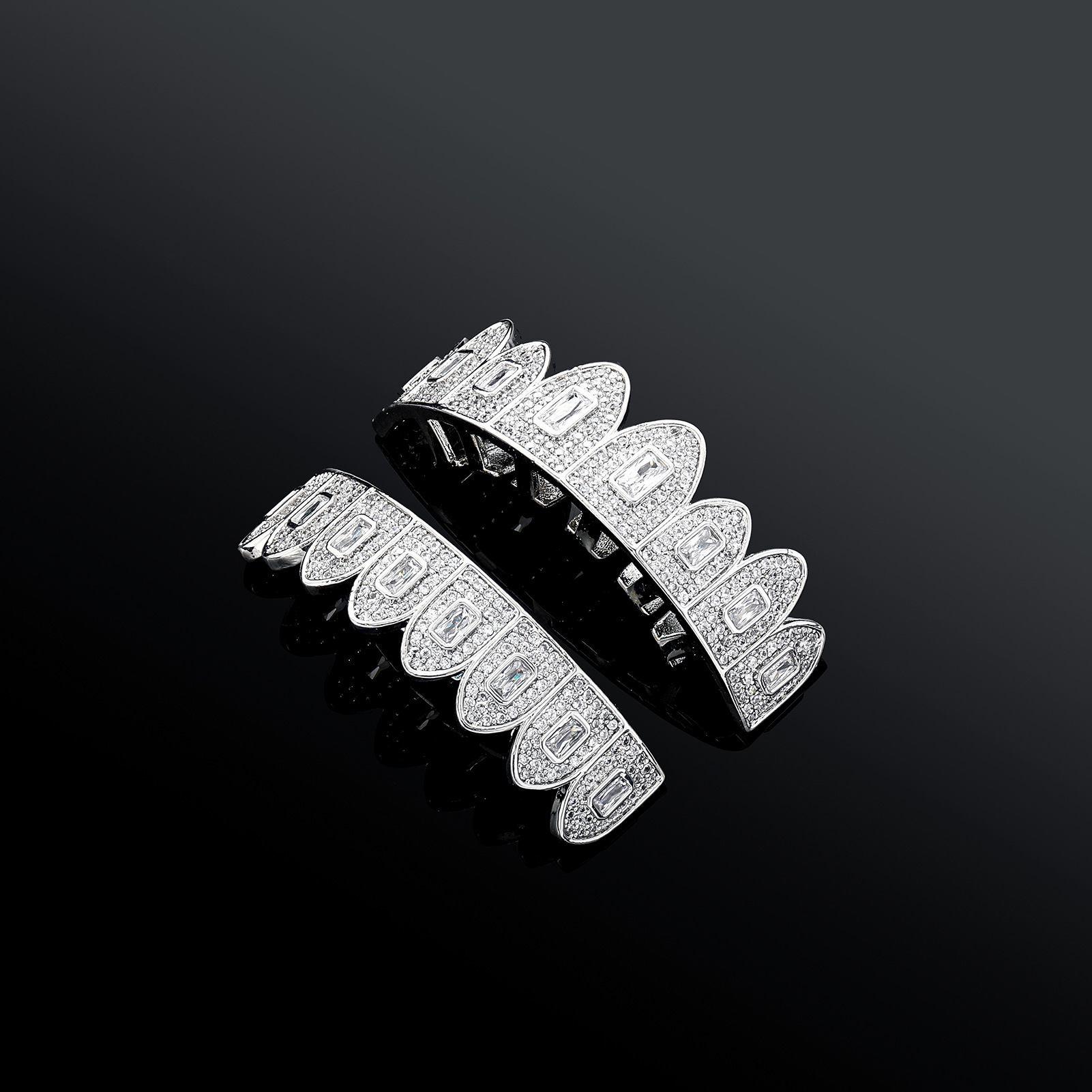 Iced Out Baguette Diamond Grillz Set
