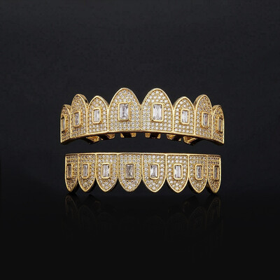 Iced Out Baguette Diamond Grillz Set