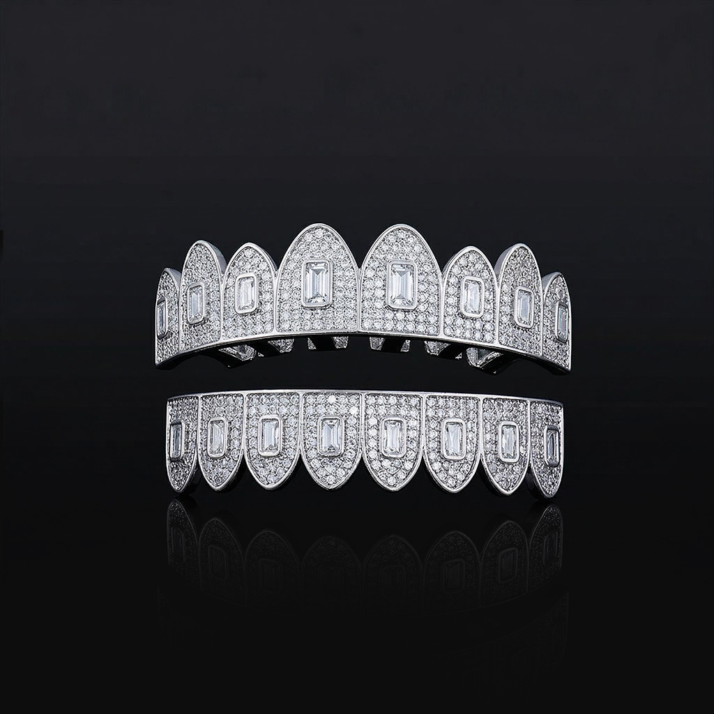Iced Out Baguette Diamond Grillz Set