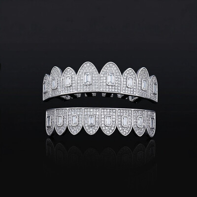 Iced Out Baguette Diamond Grillz Set