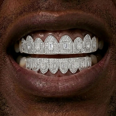Iced Out Baguette Diamond Grillz Set