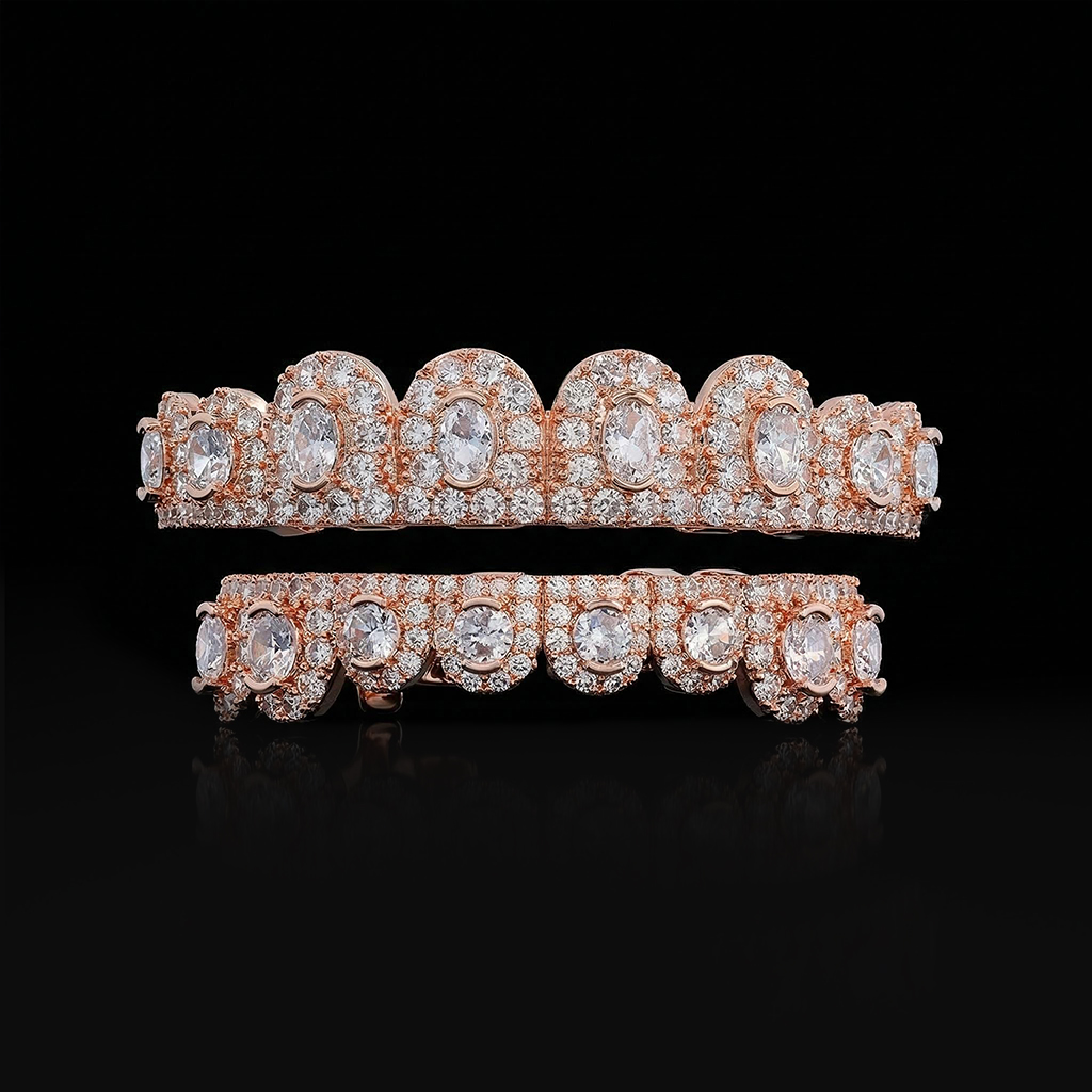 Iced Out Oval Cut Grillz Set