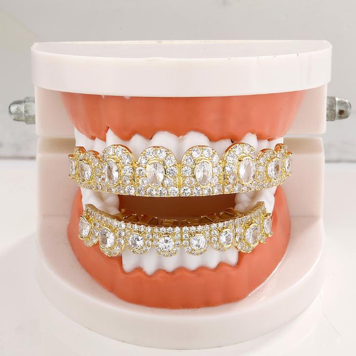 Iced Out Oval Cut Grillz Set Iced Out Oval Cut Grillz Set