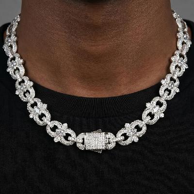 16mm Iced Out Marquise-Cut Infinity Flower Chain and Bracelet Set