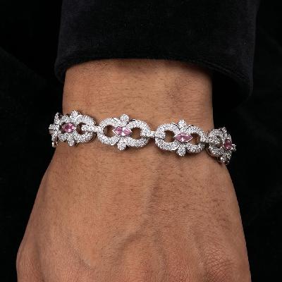 16mm Iced Out Marquise-Cut Infinity Flower Chain and Bracelet Set