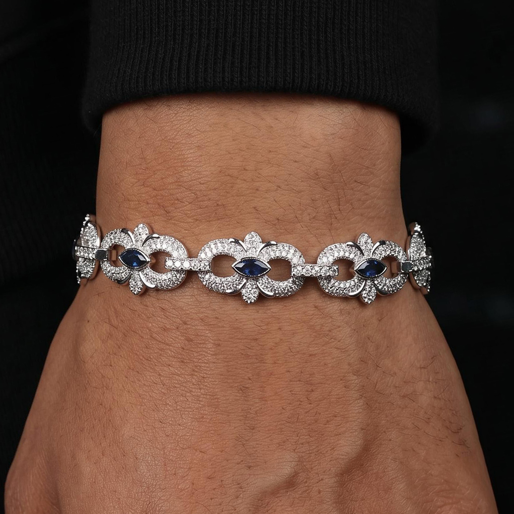 16mm Iced Out Marquise-Cut Infinity Flower Chain and Bracelet Set