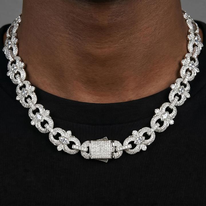 16mm Iced Out Marquise-Cut Infinity Flower Chain and Bracelet Set 16mm Iced Out Marquise-Cut Infinity Flower Chain and Bracelet Set