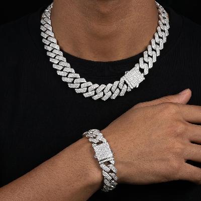 20mm Iced Out Miami Cuban Chain and Bracelet Set