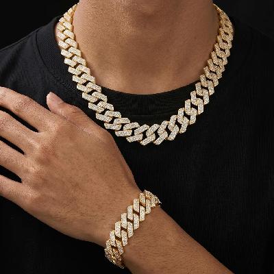 20mm Iced Out Miami Cuban Chain and Bracelet Set