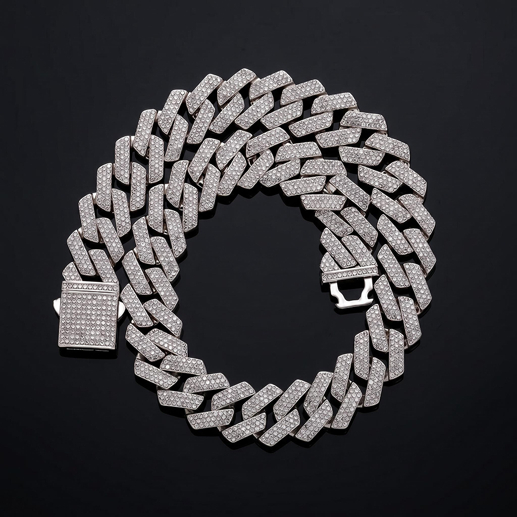 20mm Iced Out Miami Cuban Chain and Bracelet Set