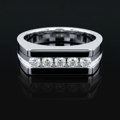 925S & VVS Moissanite Round Cut Diamond Men's Engagement Ring