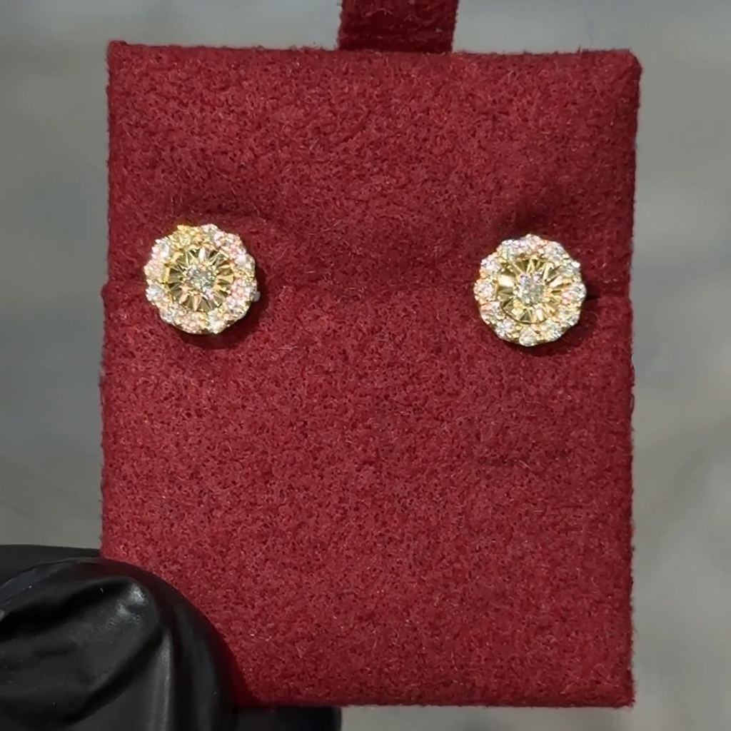 925S & VVS Moissanite Round Cut Halo Stud Earrings