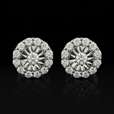 925S & VVS Moissanite Round Cut Halo Stud Earrings