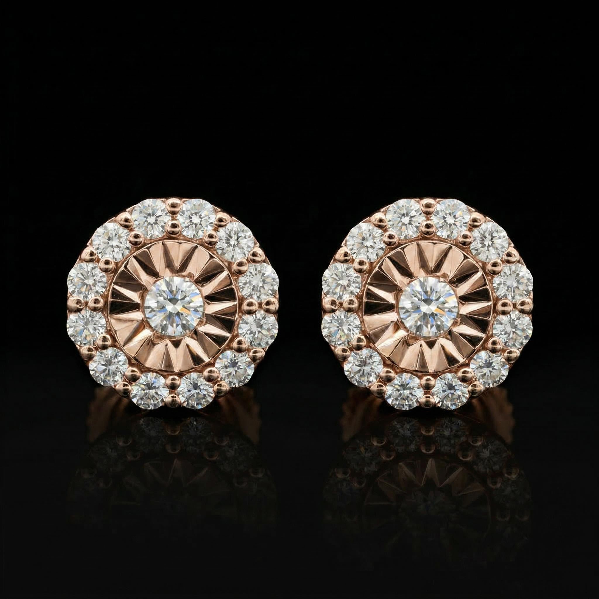 925S & VVS Moissanite Round Cut Halo Stud Earrings