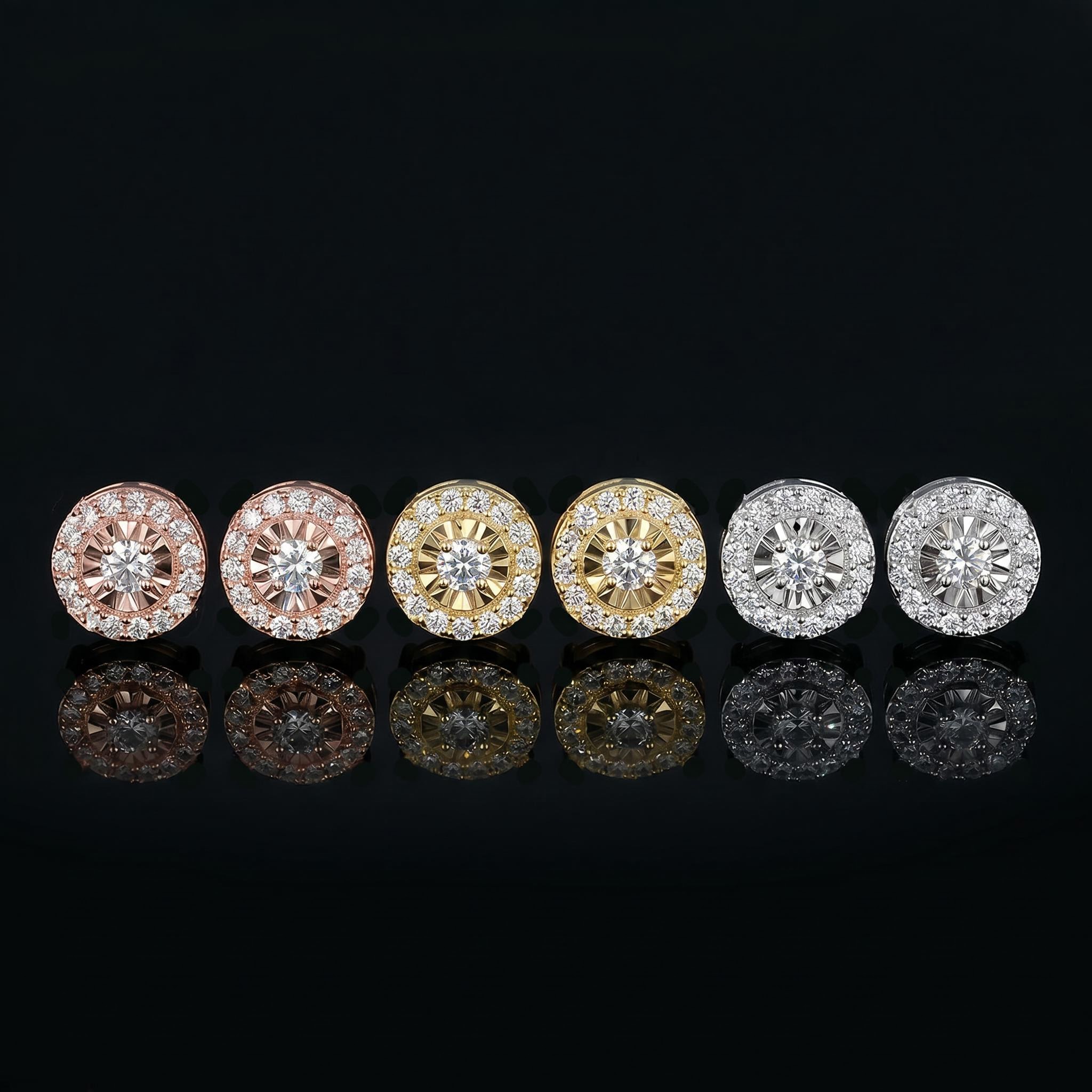 925 Silver & VVS1 Moissanite Round Cut Halo Stud Earrings 925 Silver & VVS1 Moissanite Round Cut Halo Stud Earrings