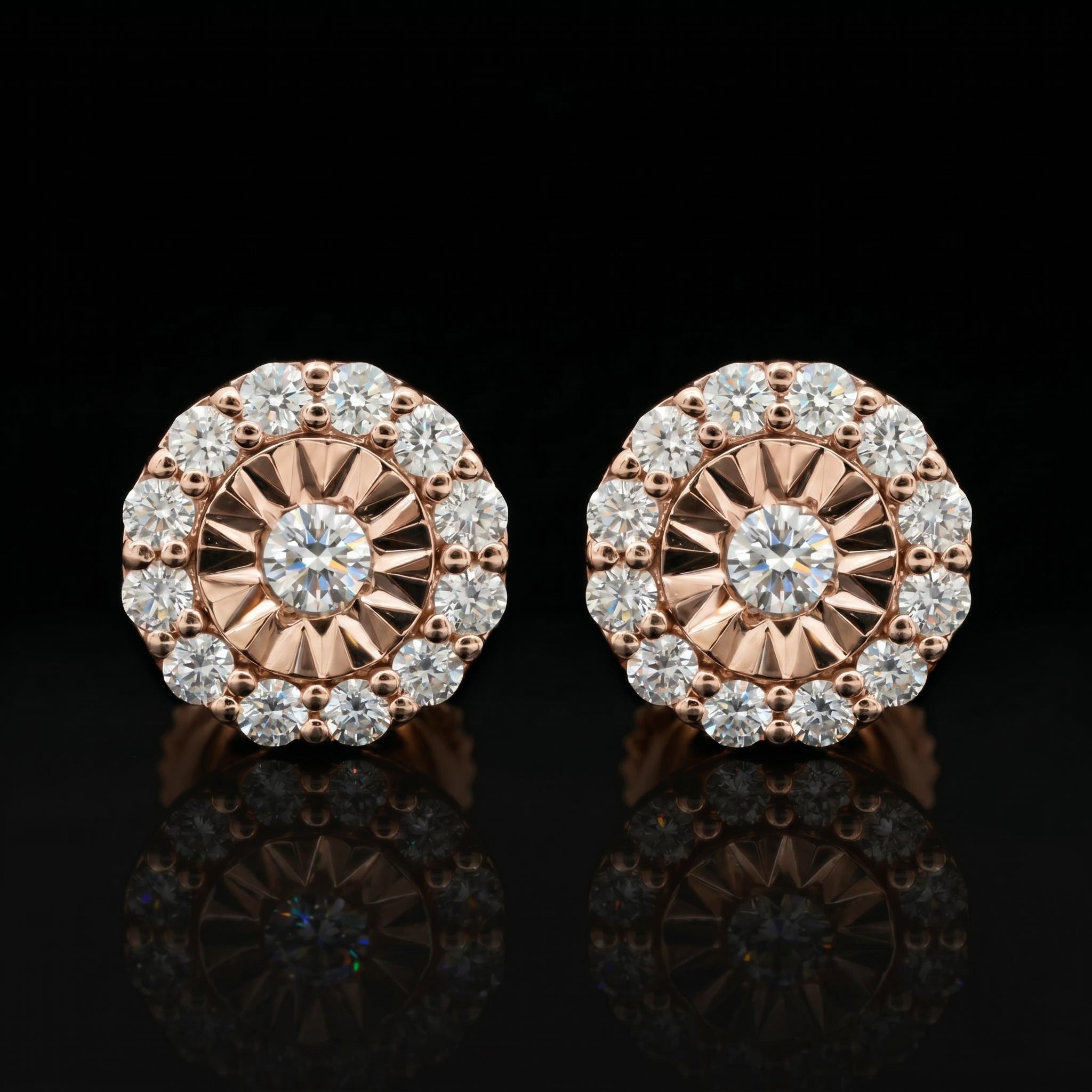 925 Silver & VVS1 Moissanite Round Cut Halo Stud Earrings 925 Silver & VVS1 Moissanite Round Cut Halo Stud Earrings