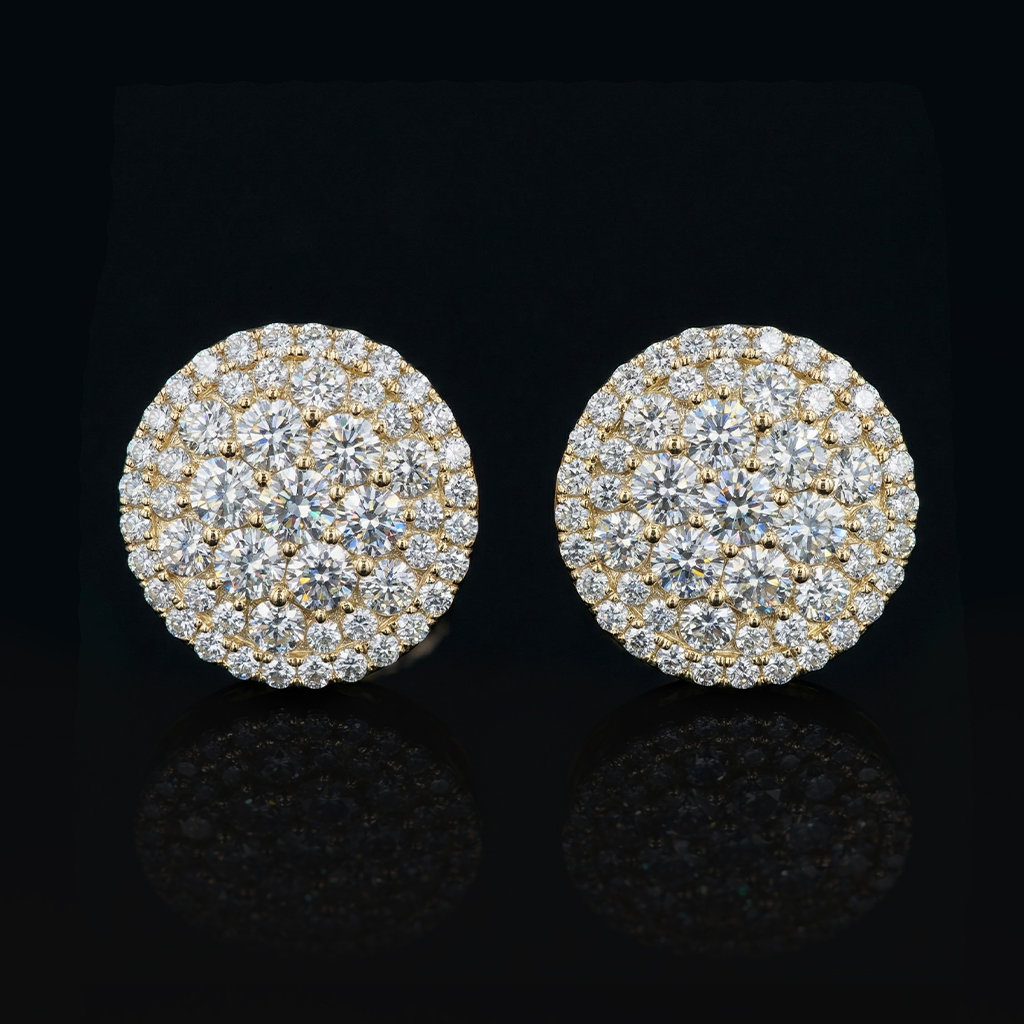 925S & VVS Moissanite Round Stud Earrings